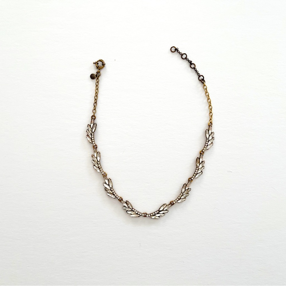 J. Crew Crystal Leaf Necklace